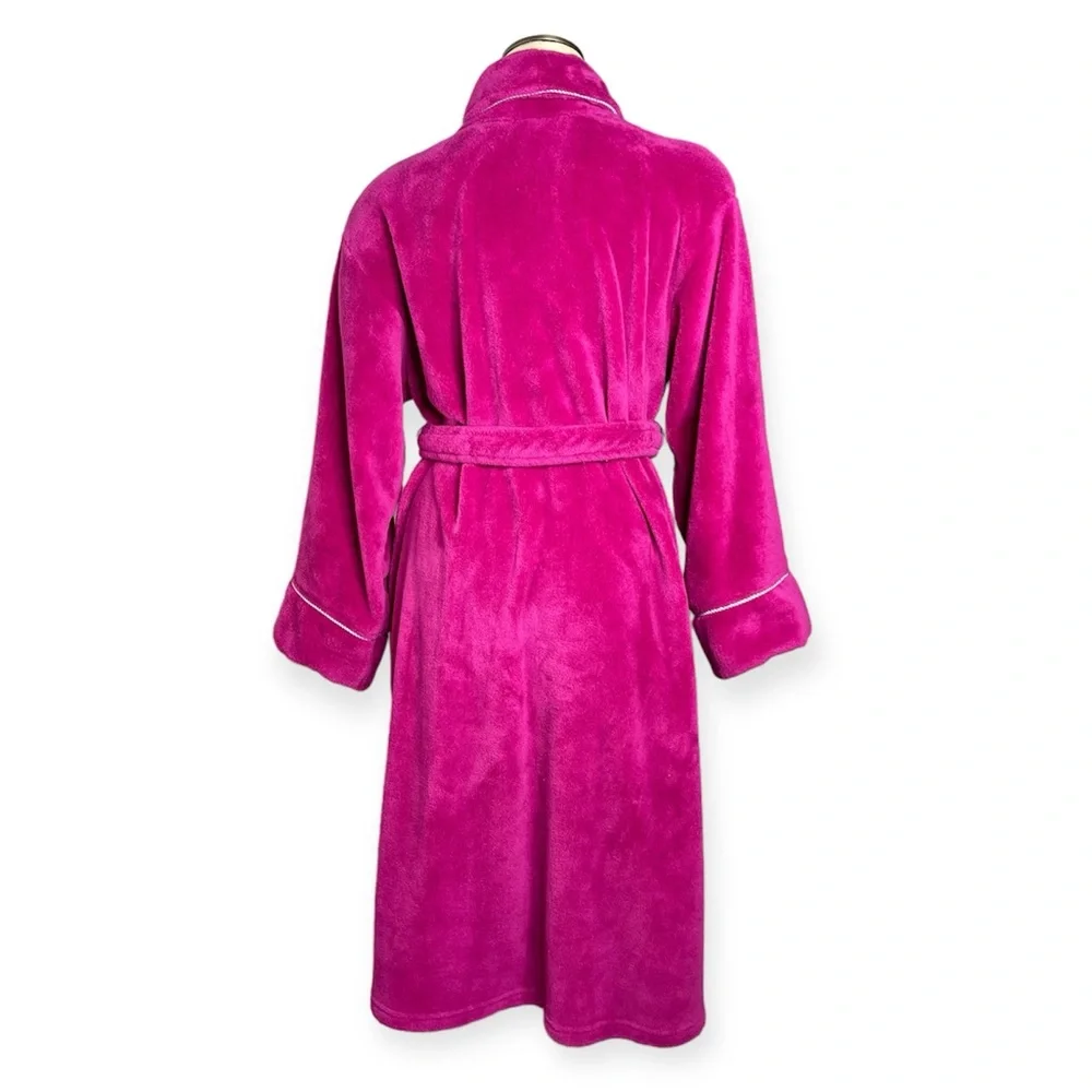 TOMMY HILFIGER Hot Pink Robe Fleece Embroidered Logo Size L/XL Preppy